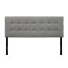 Grey Contemporary Button-Tufted Headboard Upholstered Fabric