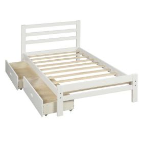 White Low Profile 2 Drawer Storage Platform Bed