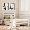 White Low Profile 2 Drawer Storage Platform Bed