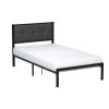Platform Bed Frame with Gray Button Tufted Upholstered Headboard
