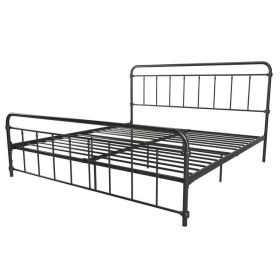 Vintage Metal Platform Bed Frame with Headboard and Footboard