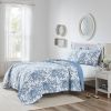 White Floral Reversible 3 Piece Bed-in-a-Bag Floral Cotton Quilt Set