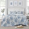 White Floral Reversible 3 Piece Bed-in-a-Bag Floral Cotton Quilt Set