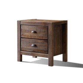Farmhouse Style Solid Pine Wood 2-Drawer Nightstand Bedside Table