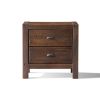 Farmhouse Style Solid Pine Wood 2-Drawer Nightstand Bedside Table