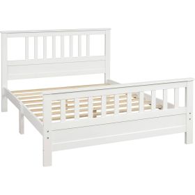 Full Size Bed with Pine Wood Slatted Platform Headboard Footboard Full Size Bed