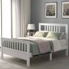 Full Size Bed with Pine Wood Slatted Platform Headboard Footboard Full Size Bed