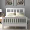 Full Size Bed with Pine Wood Slatted Platform Headboard Footboard Full Size Bed