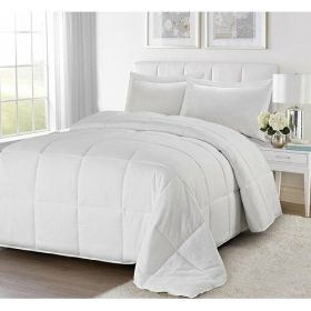White Traditional Microfiber Reversible 3 Piece Comforter Set