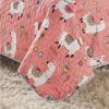 Pink and Blue Reversible Floral Llama 100-Percent Cotton Quilt Set