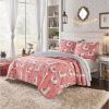 Pink and Blue Reversible Floral Llama 100-Percent Cotton Quilt Set