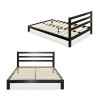 Metal Platform Bed Frame with Headboard and Wood Slats