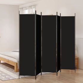 5-Panel Room Divider Black 98.4"x78.7" Fabric