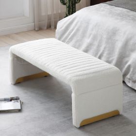 47.24'' Width Modern Ottoman Bench, Upholstered Sherpa Fabric End of Bed Bench, Shoe Bench Footrest Entryway Bench Coffee Table for Living Room