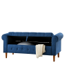 62" Bedroom Tufted Button Storage Bench, Modern Fabric Upholstered Ottoman, Window Bench, Rolled Arm Design for Bedroom, Living Room, Foyer (Blue)