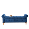 62" Bedroom Tufted Button Storage Bench, Modern Fabric Upholstered Ottoman, Window Bench, Rolled Arm Design for Bedroom, Living Room, Foyer (Blue)