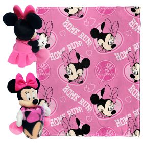 Yankees Licensed Officially MLB & Disney's Minnie Mouse Character Hugger Pillow & Silk Touch Throw Set; 40" x 50"