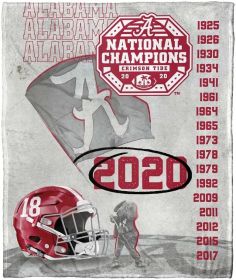 Licensed Officially NCAA FB 18X Champs Alabama Crimson Tide 18x NCAA National Football Champions Silk Touch Throw Blanket