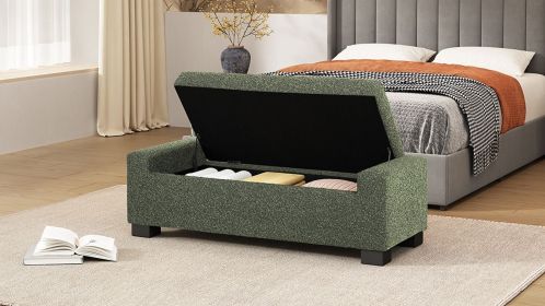 50" Ottoman Bench in Textured Fabric, Rectangular Design with Hinged Lid for Seating, Footrest, and Hidden Storage, Perfect for Living Room, Bedroom
