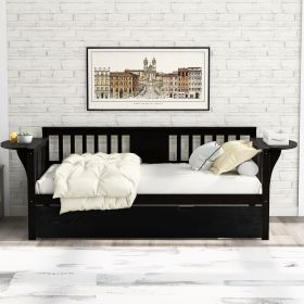 Twin Wooden Daybed with Trundle Bed, Sofa Bed for Bedroom Living Room