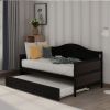 Twin Wooden Daybed with Trundle Bed, Sofa Bed for Bedroom or Living Room
