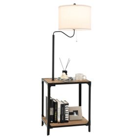360�� Rotatable Floor Lamp with End Table and USB Charging Ports