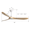 60 Inch Indoor Modern Ceiling Fan With 3 Color Dimmable 6 Speed Remote Control 3 Solid Wood Blade For Living Room