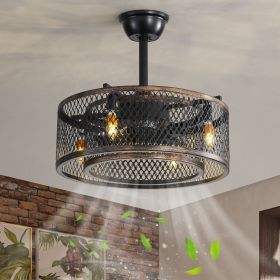 20 inch Caged Ceiling Fan with Lights (Note: No warranty on bulbs)