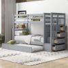 Twin Over Twin Bunk Bed with Trundle and Staircase with Drawers