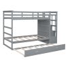 Twin Over Twin Bunk Bed with Trundle and Staircase with Drawers