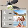 52'' ABS Blades Ceiling Fan with Lights and Remote (6 Speeds Adjustable) , DC Motor Modern Ceiling Fan with 3 ABS Fan Blades & 2 Down Rods