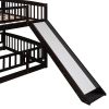 Low Bunk Bed with Slide, Ladder and Fence for Toddlers - Full over Full