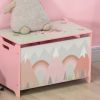 Qaba Toy Box with Lid, Toy Chest Storage Organizer for Bedroom with Safety Hinge, Cute Animal Design, Pink