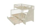 Twin over Full Stairway Bunk Bed with Trundle with Shelves