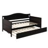 Twin Wooden Daybed with Trundle Bed, Sofa Bed for Bedroom or Living Room
