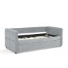 Daybed with Trundle Upholstered Tufted Sofa Bed, Twin Size, Boucle Fabric, Grey(83"x43"x29.5")