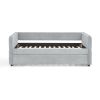 Daybed with Trundle Upholstered Tufted Sofa Bed, Twin Size, Boucle Fabric, Grey(83"x43"x29.5")