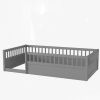 Twin Floor Bed Frame with Fence, Wood Kids Floor Beds Frame for Bedroom Playroom