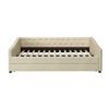 Full Size Daybed with Twin Size Trundle Upholstered Tufted Sofa Bed