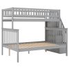 Twin over Full Stairway Bunk Bed with Storage with Shelves