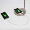 Table Lamp with Wireless Charging Pad and USB Port, White Fabric Shade