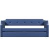 Upholstered Daybed with Trundle, Wood Slat Support,Upholstered Frame Sofa Bed