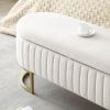 Storage Bench Bedroom Bench, Velvet Oval Upholstered End of Bed Bench with Golden Metal Legs,50"Modern Storage Ottoman Bench for Bedroom, Living Room