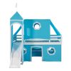 Twin Size Bunk Bed with Slide Blue Tent and Tower