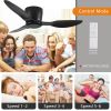 40" Flush Mount Ceiling Fan without light, 3 Reversible Blades, with 6 Speeds Reversible DC Motor