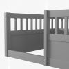 Twin Floor Bed Frame with Fence, Wood Kids Floor Beds Frame for Bedroom Playroom