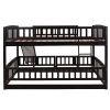 Low Bunk Bed with Slide, Ladder and Fence for Toddlers - Full over Full