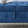 62" Bedroom Tufted Button Storage Bench, Modern Fabric Upholstered Ottoman, Window Bench, Rolled Arm Design for Bedroom, Living Room, Foyer (Blue)