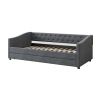 Twin Size Daybed with Twin Size Trundle Upholstered Tufted Sofa Bed, with Brass Nails