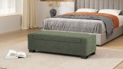 50" Ottoman Bench in Textured Fabric, Rectangular Design with Hinged Lid for Seating, Footrest, and Hidden Storage, Perfect for Living Room, Bedroom
